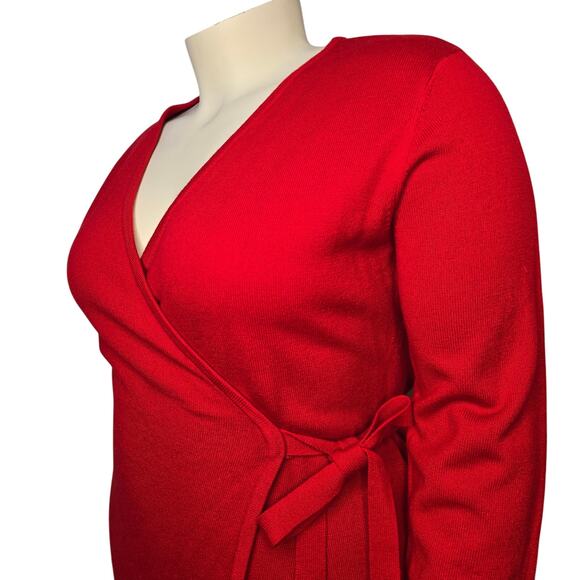 Amanda Charles Sweater Knit Wrap Dress Womens X-Large Red Holiday Christmas - Picture 2 of 10